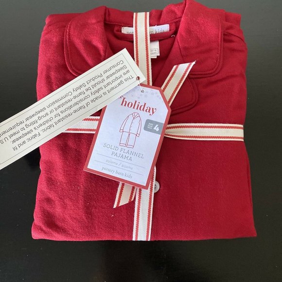 Pottery Barn Kids Other - POTTERY BARN KIDS SOLID RED FLANNEL PAJAMAS SET